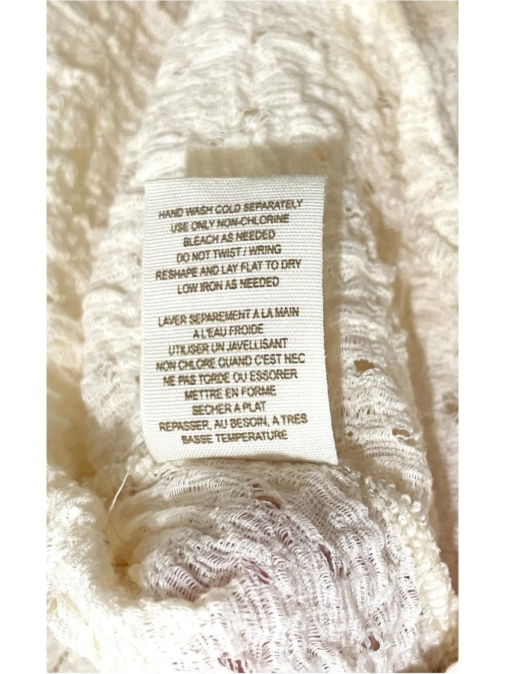 Free People Cream Crochet-Detail Layered Top, Size Large